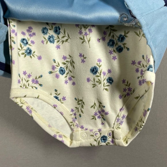 NEW Vintage McDonalds McKids Jumper Dress Set Girls 18 Months blue floral 90s - Picture 4 of 12